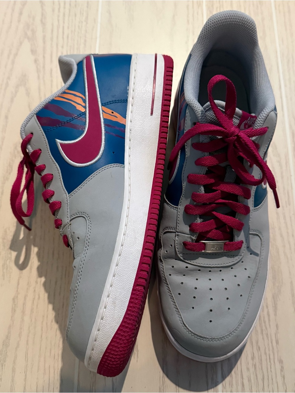 Nike Air Force 1 Low Men’s‎ 13 Gray Blue Pink Retro AF1 Sneakers